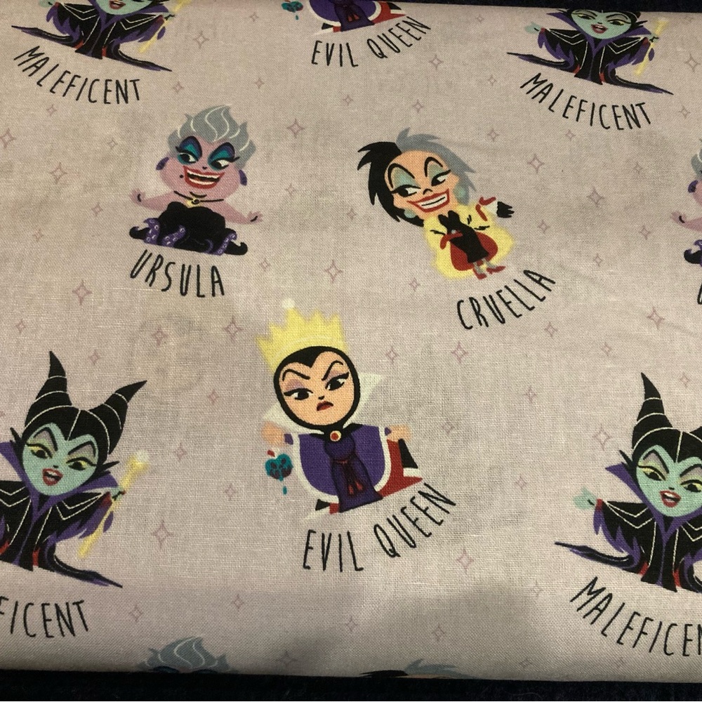 Disney Villains Maleficent Ursula Evil Queen Cruella Fabric BOLT 43" x 5.3 yards